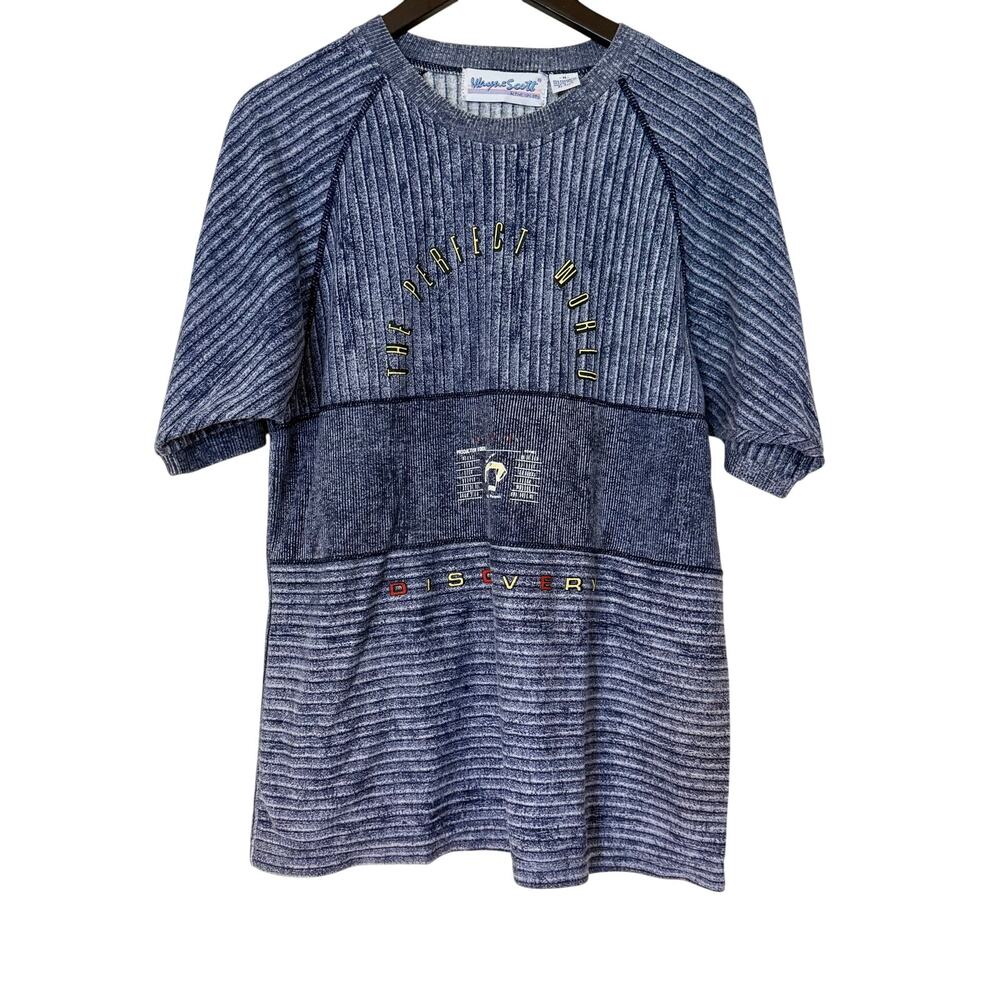 Vintage Wayne Scott The Perfect World Abstract Striped Tee Shirt